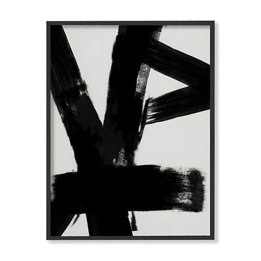 Jagged Edges 2 Black and White Canvas Wall Art Print