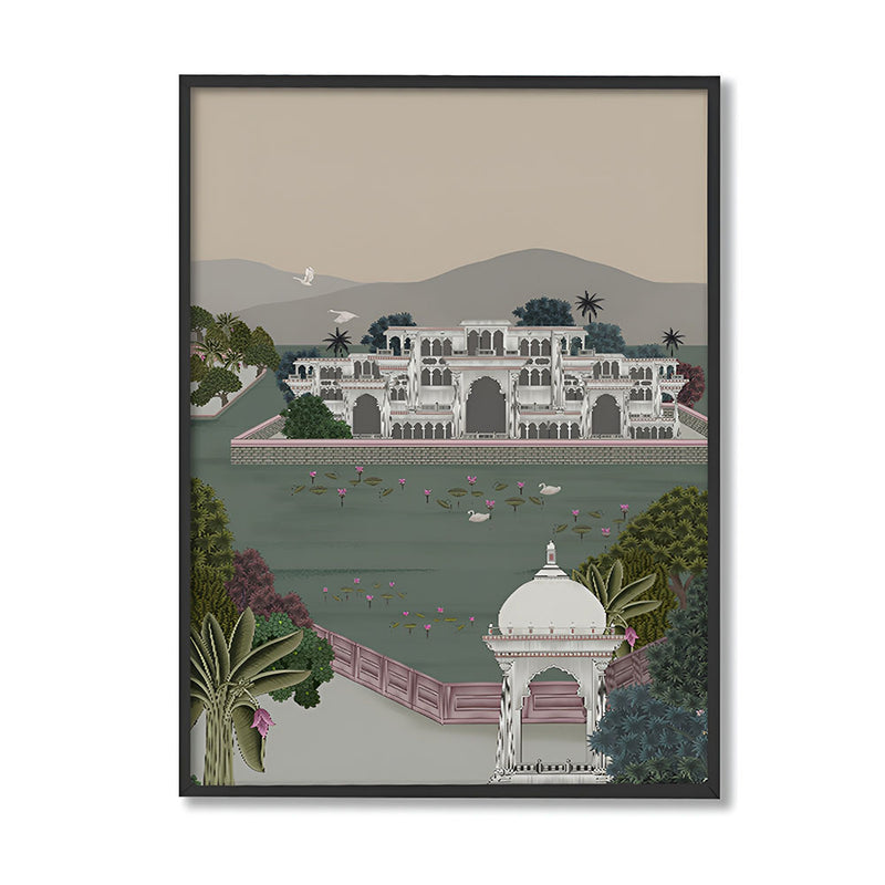 Jal Mahal Traditional Artwork Canvas Print for Wall