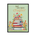 Just One More Chapter — Floral Book Lover Pop Artwork Canvas Print for Wall
