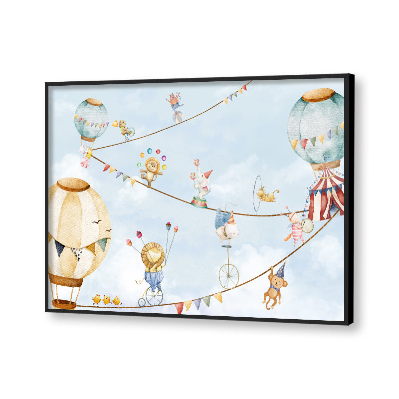 Circus In The Sky Wall Art Canvas Print for Kids Room