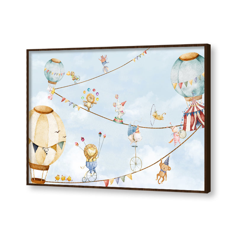 Circus In The Sky Wall Art Canvas Print for Kids Room