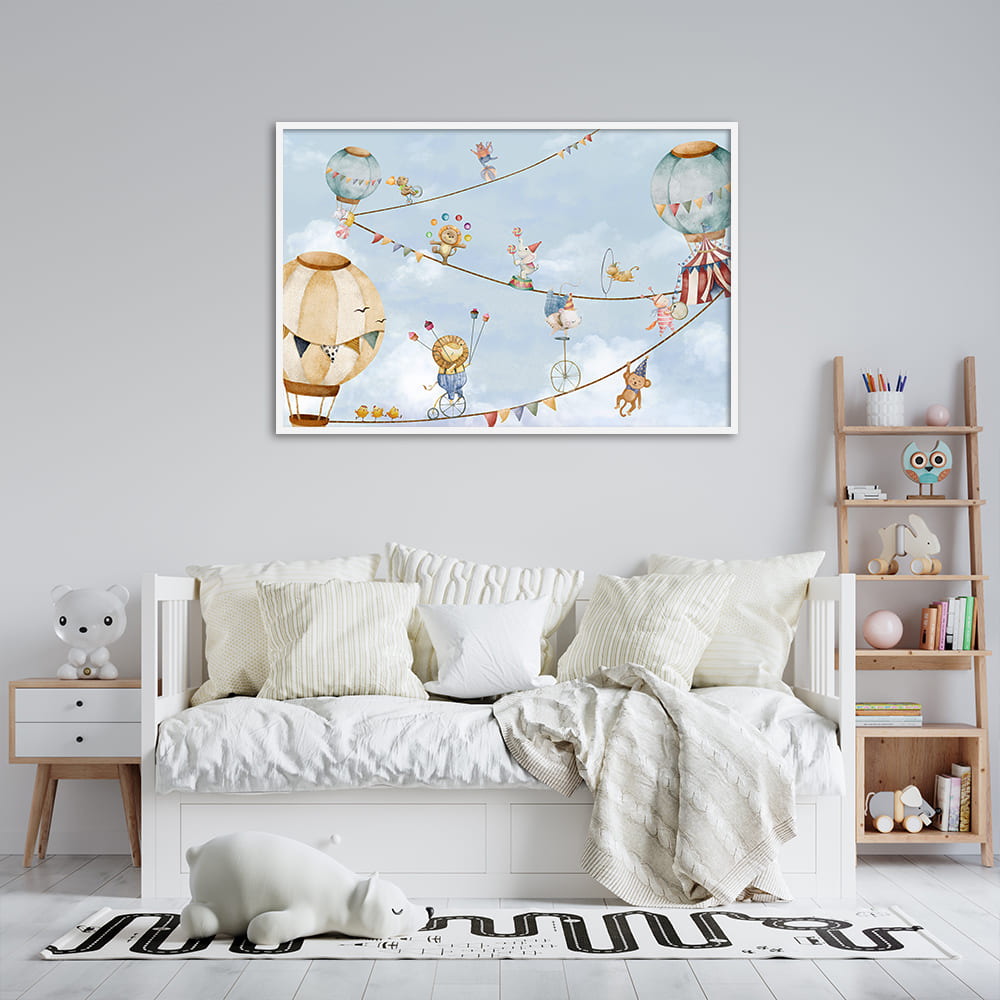 Circus In The Sky Wall Art Canvas Print for Kids Room