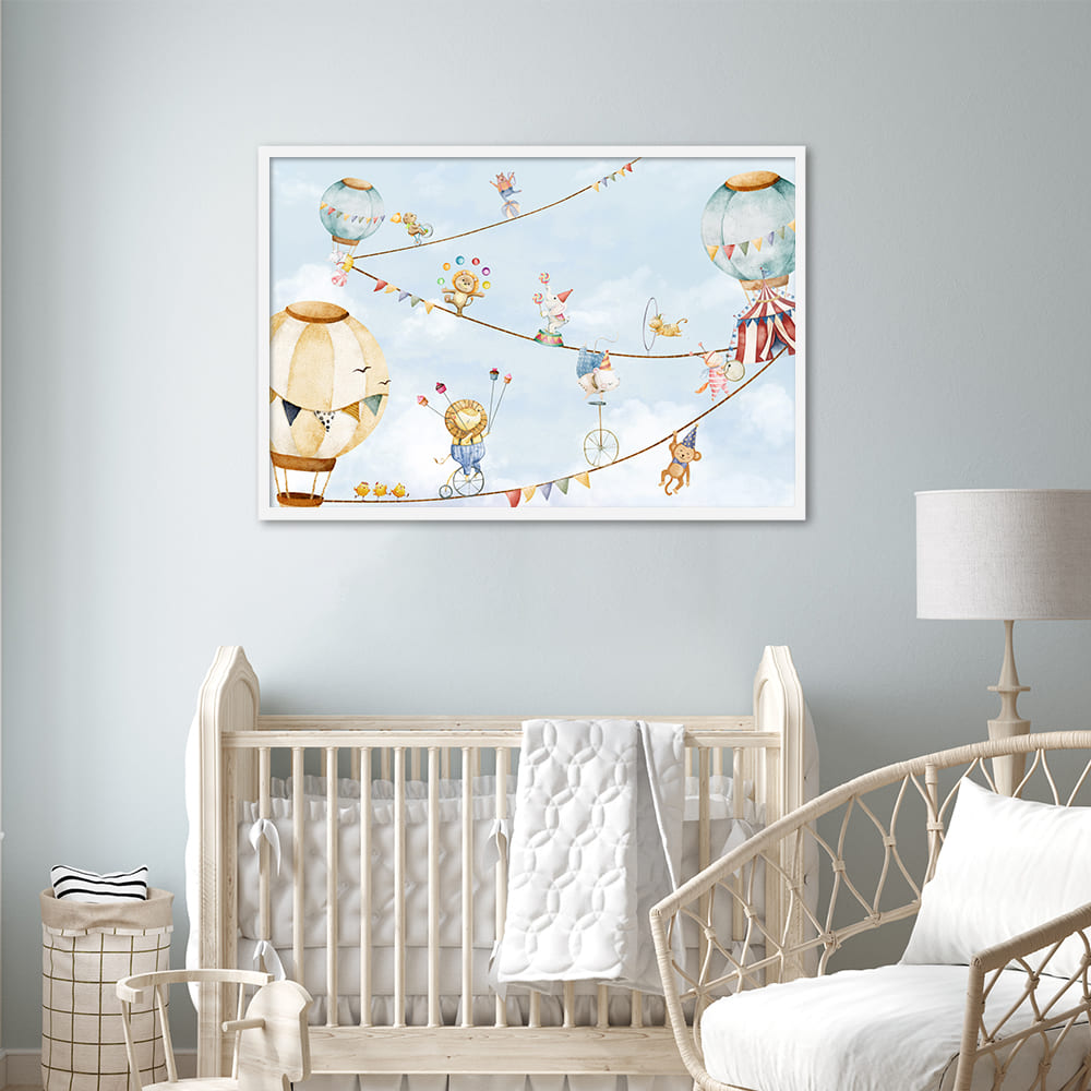 Circus In The Sky Wall Art Canvas Print for Kids Room