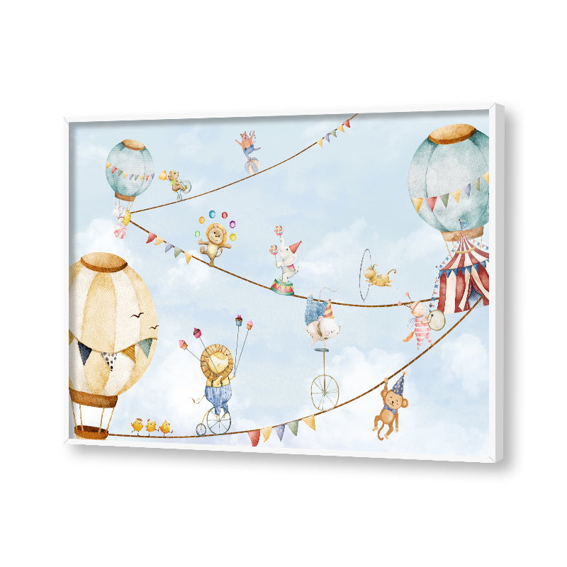Circus In The Sky Wall Art Canvas Print for Kids Room