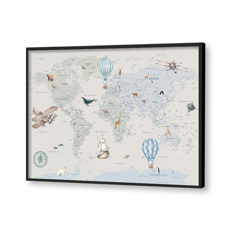 Little Globe Trotter Artwork Canvas Print for Kids Room