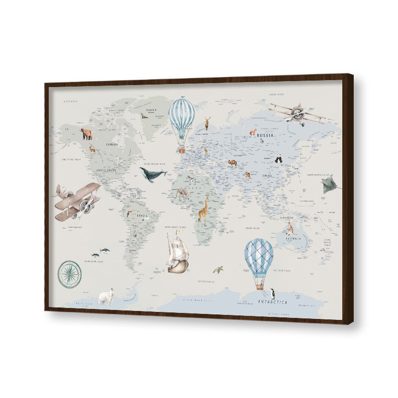 Little Globe Trotter Artwork Canvas Print for Kids Room