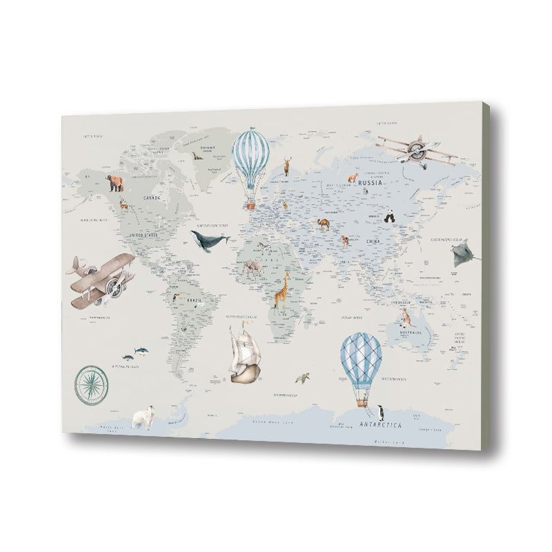 Little Globe Trotter Artwork Canvas Print for Kids Room