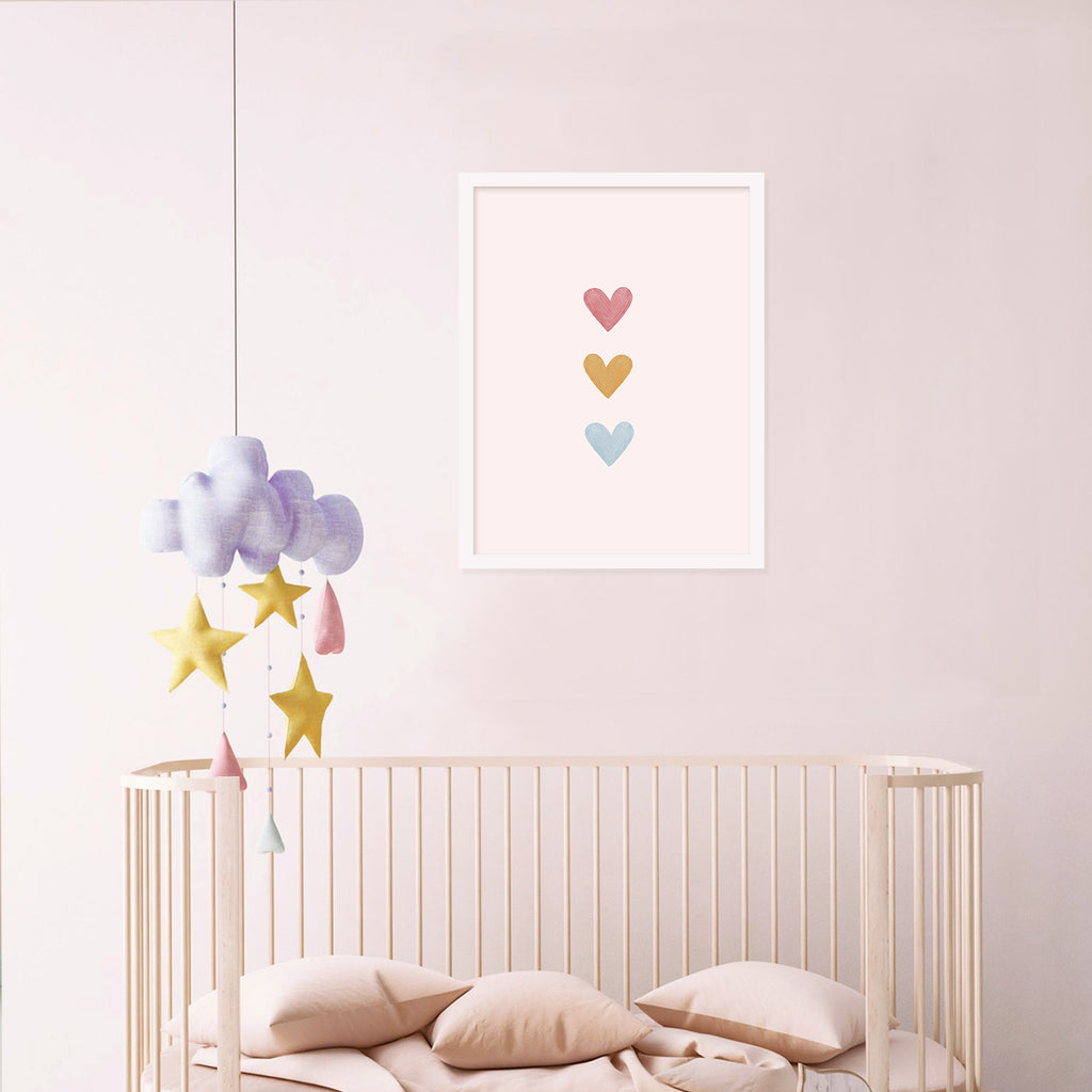 Little Hearts Wall Art Canvas Print for Kids Room
