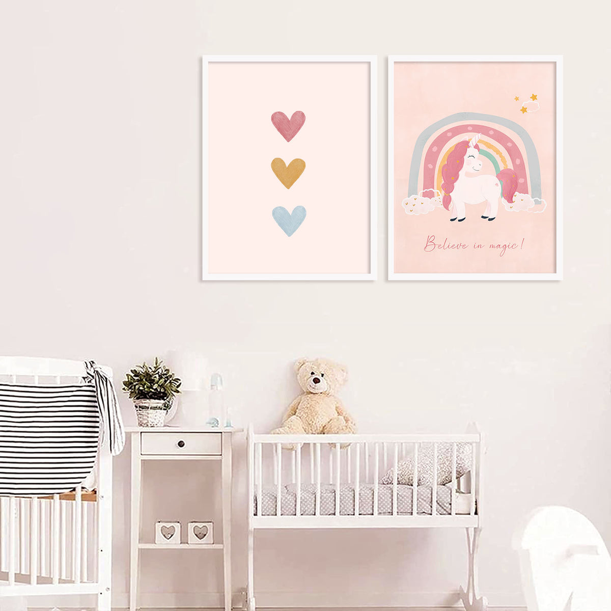 Little Hearts Wall Art Canvas Print for Kids Room