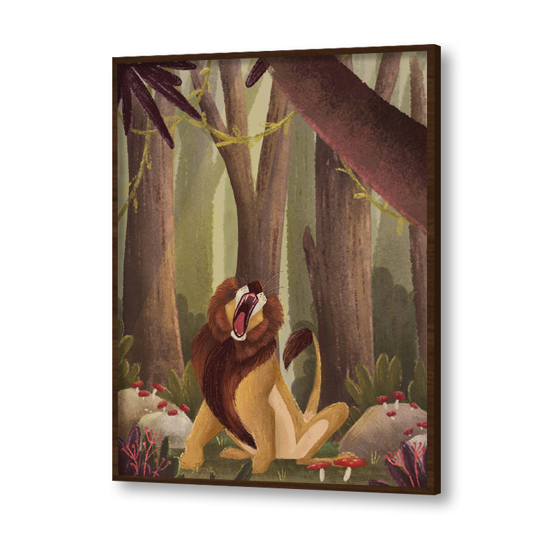 Roaring Lion Wall Art Canvas Print for Kids Room