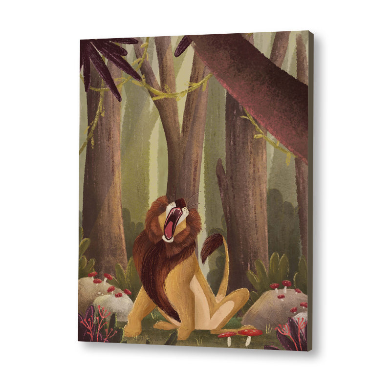 Roaring Lion Wall Art Canvas Print for Kids Room