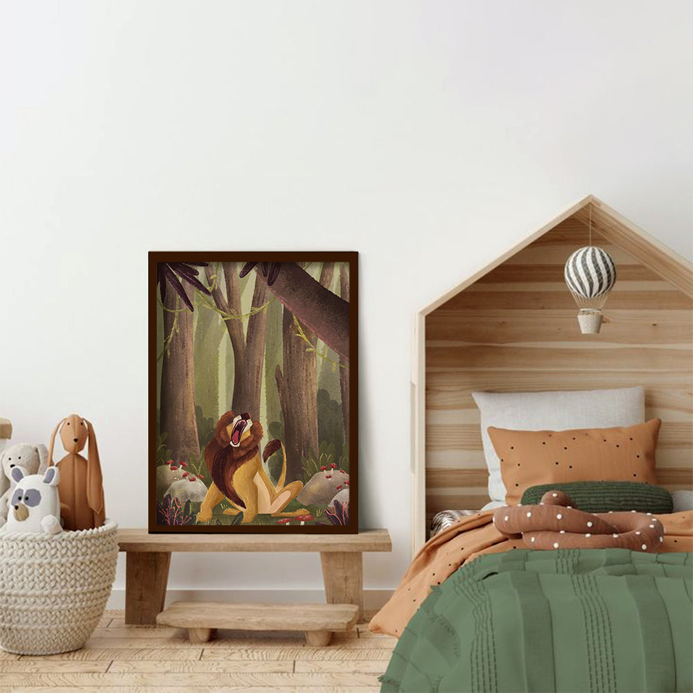 Roaring Lion Wall Art Canvas Print for Kids Room