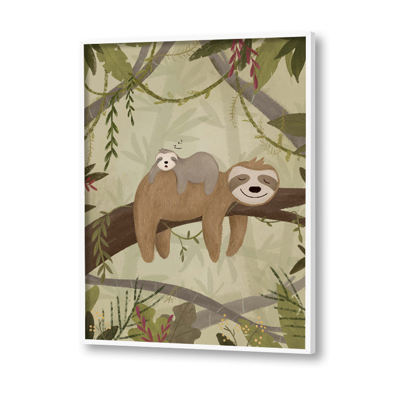 Sleepy Sloth Wall Art Canvas Print for Kids Room
