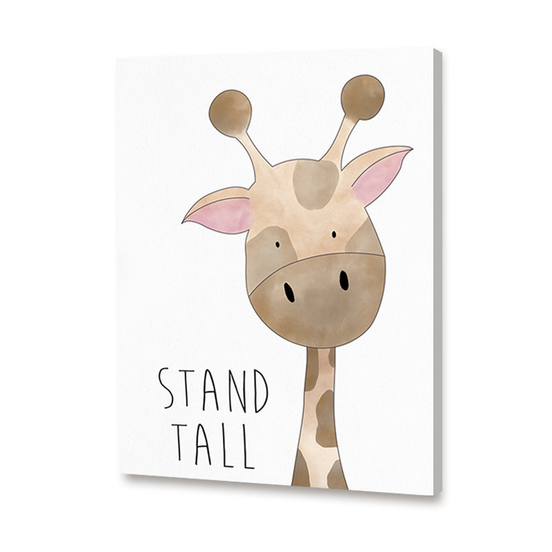 Waterolour Giraffe Wall Art Canvas Print for Kids Room