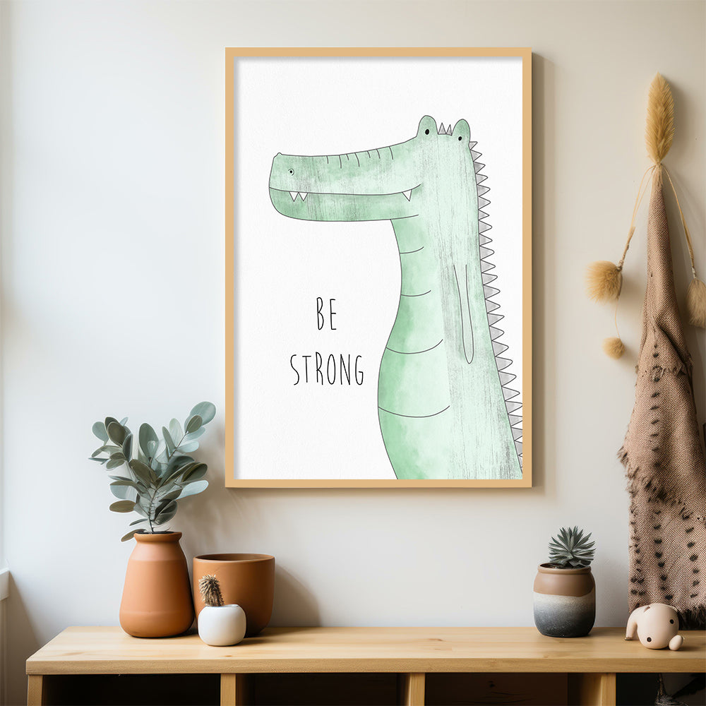 Watercolour Crocodile Wall Art Canvas Print for Kids Room