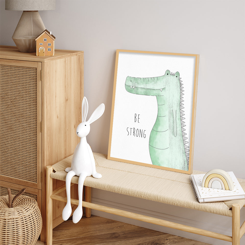 Watercolour Crocodile Wall Art Canvas Print for Kids Room