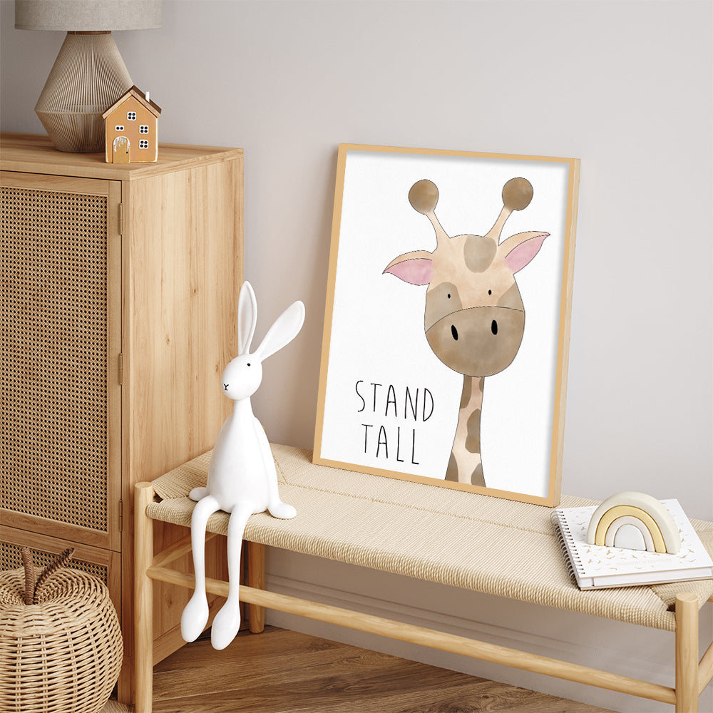 Waterolour Giraffe Wall Art Canvas Print for Kids Room