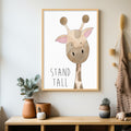 Waterolour Giraffe Wall Art Canvas Print for Kids Room