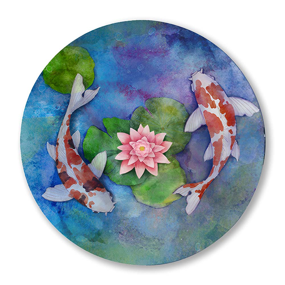 Koi Pond Watercolour Illustration Nature Artwork Canvas Wall Print