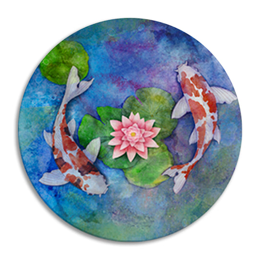 Koi Pond Watercolour Illustration Wall Artwork | Nature Canvas Painting for Wall | Wall Decor | Wall Painting