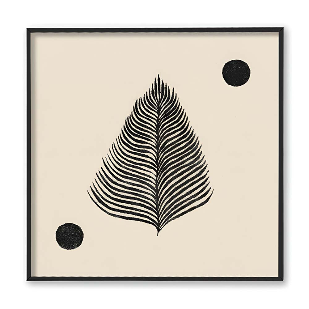 Leaf 1 Black and White Artwork Canvas Print