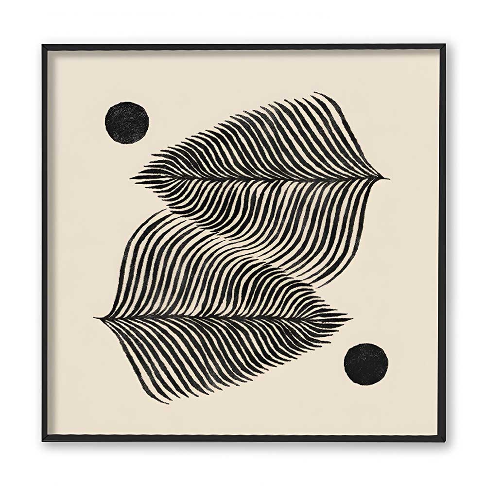 Leaf 2 Black and White Artwork Canvas Print