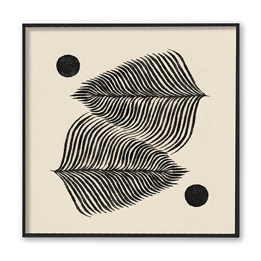 Leaf 2 Black and White Artwork Canvas Print