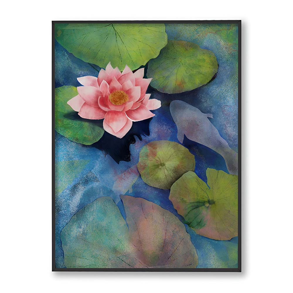 Lotus Pond Nature Artwork Canvas Wall Print