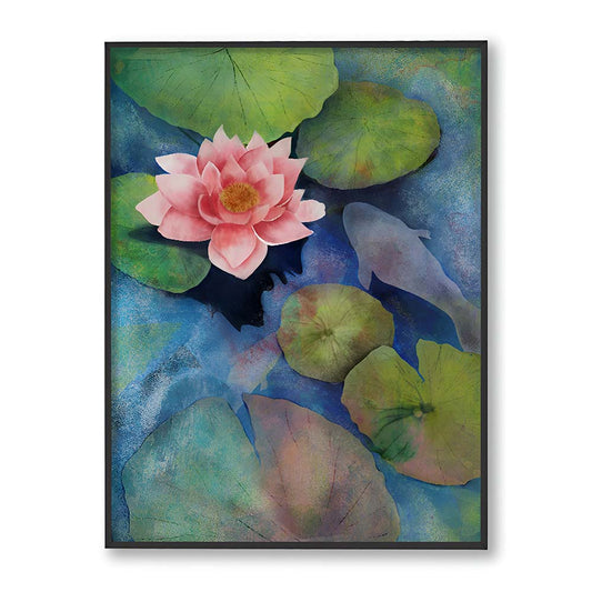 Lotus Pond Nature Artwork Canvas Wall Print