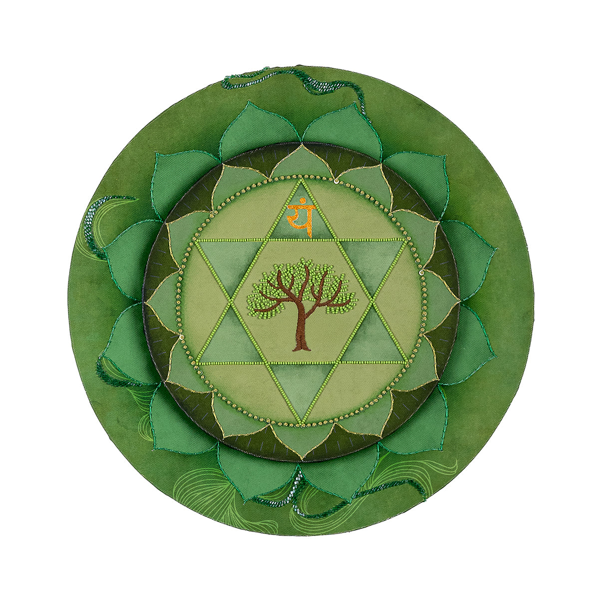 Seven Chakras - Anahata Chakra with Embroidery Canvas Wall Artwork
