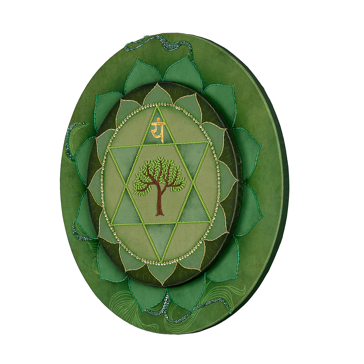 Seven Chakras - Anahata Chakra with Embroidery Canvas Wall Artwork