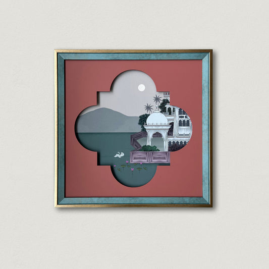 City of Lakes 2 Mixed Media Wall Art for Home Decor|  Canvas Painting Artwork for Wall | Wall Decor | Wall Painting for Cafe, Restaurant, Living Room, Home Decor