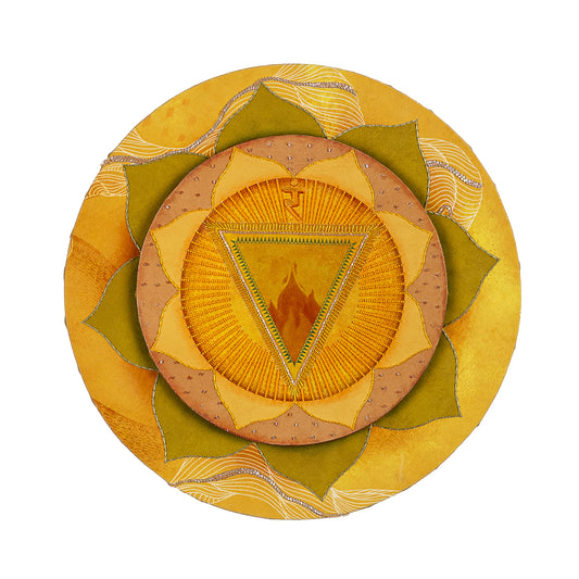 Seven Chakras - Manipura Chakra Mixed Media Wall Art for Home Decor|  Canvas Painting Artwork for Wall | Wall Decor | Wall Painting for Cafe, Restaurant, Living Room, Home Decor