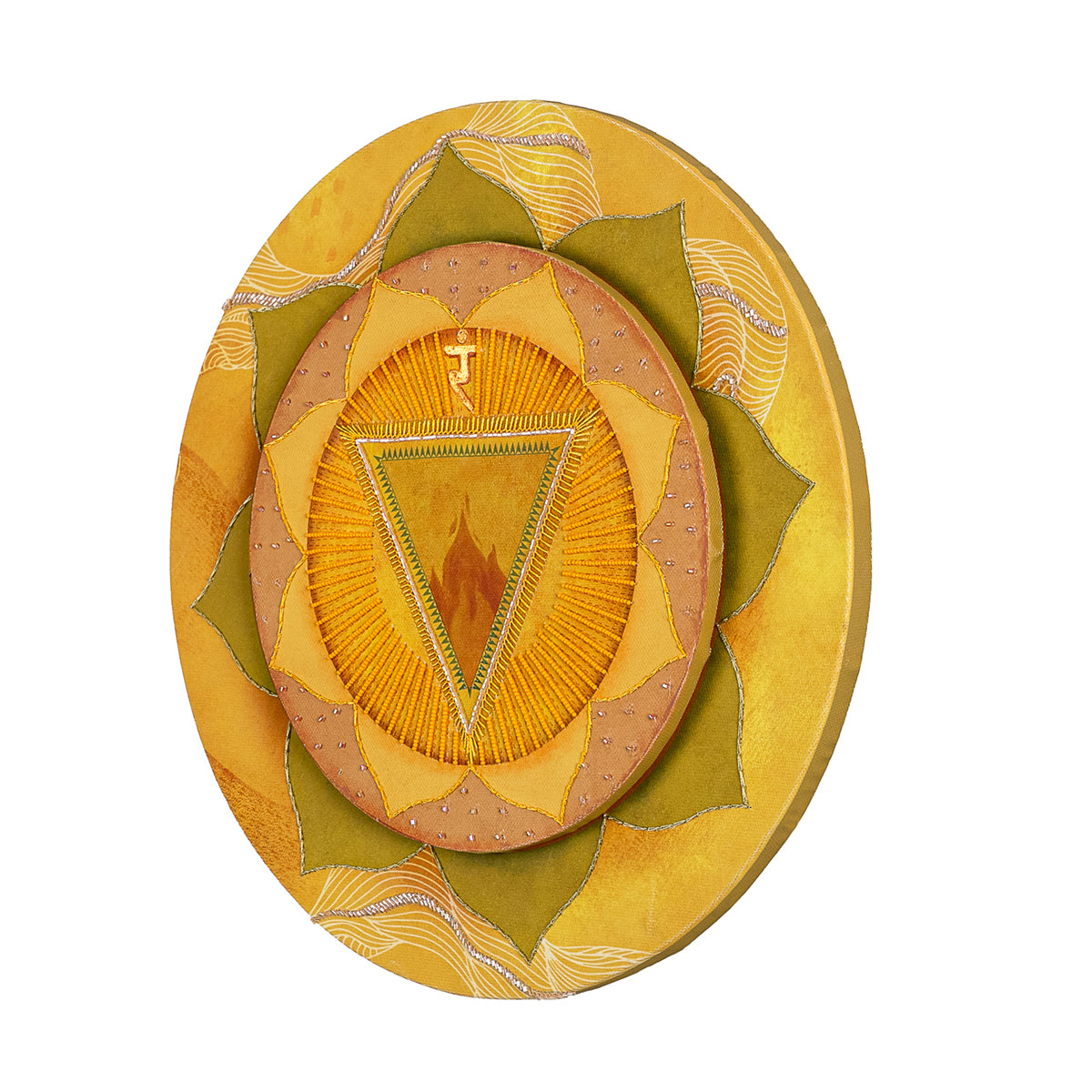 Seven Chakras - Manipura Chakra with Embroidery Canvas Wall Artwork