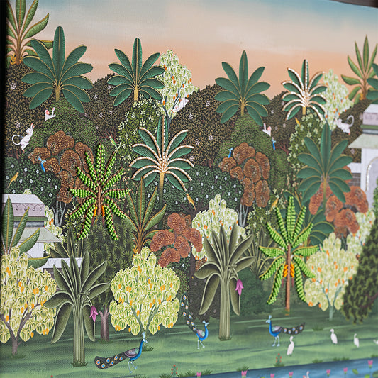 Miniature Forest Tale with Embroidery Canvas Wall Artwork