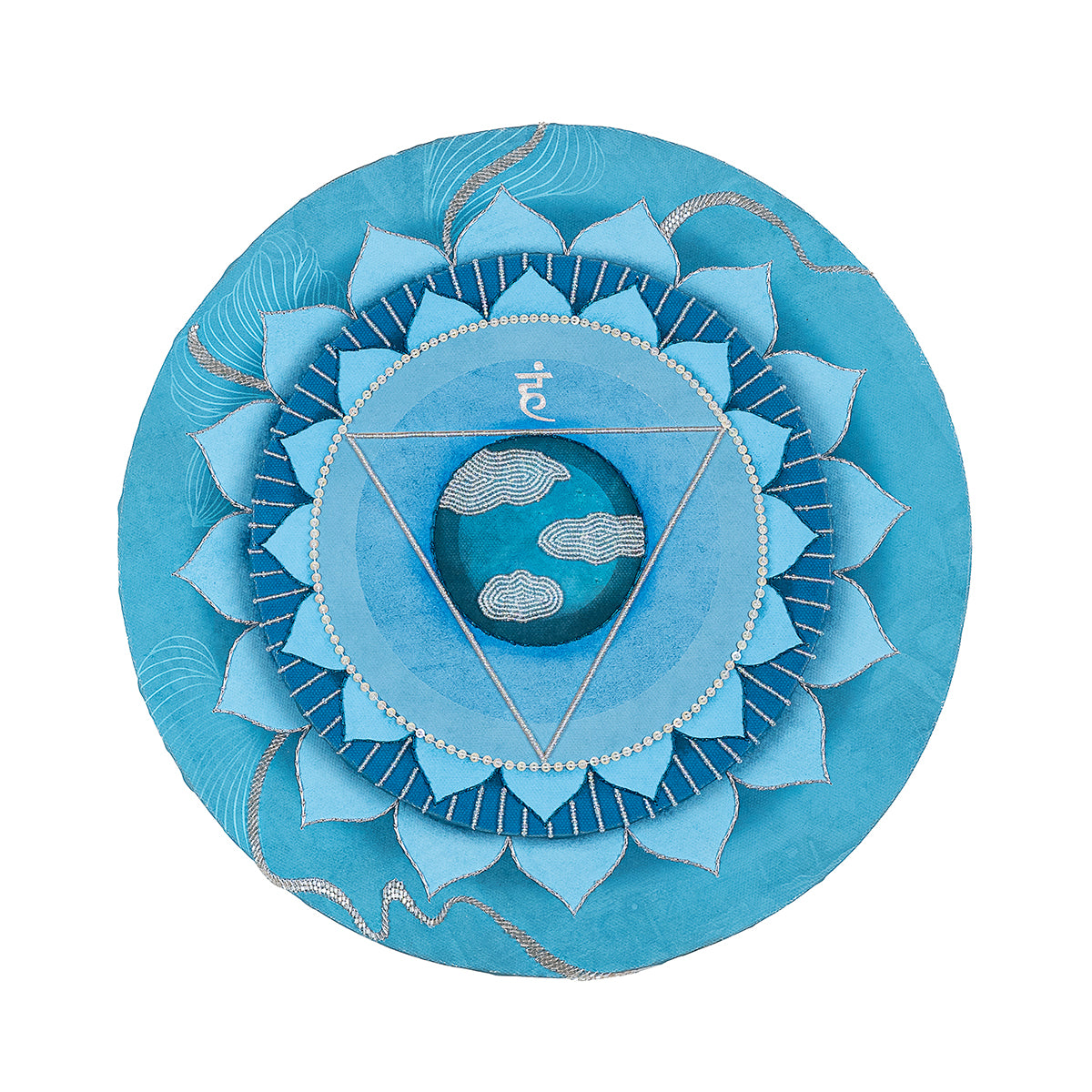 Seven Chakras - Vishuddha Chakra with Embroidery Canvas Wall Artwork
