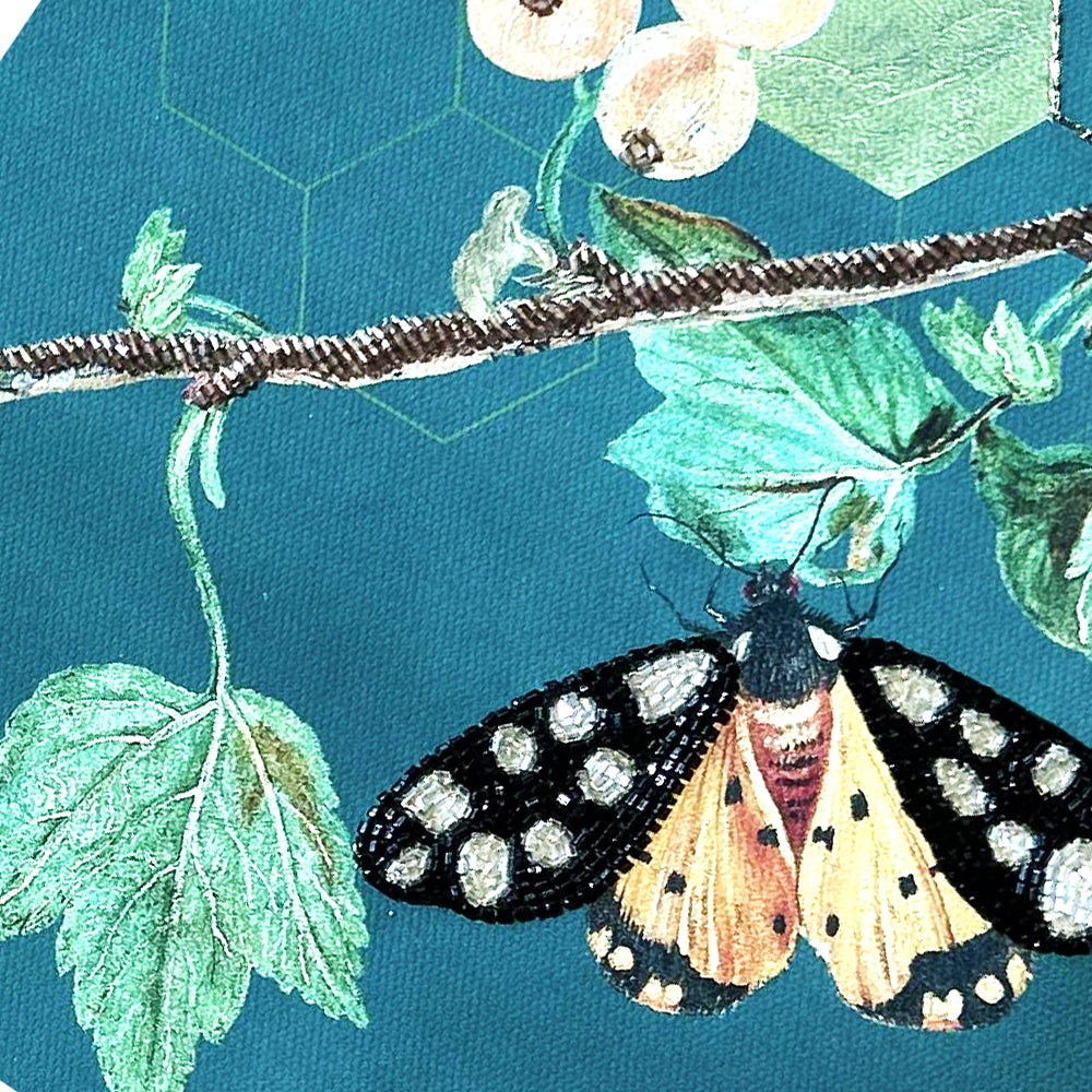 Botanical Honey Comb Set of 5 with Embellishment on Canvas Mixed Media Wall Artwork