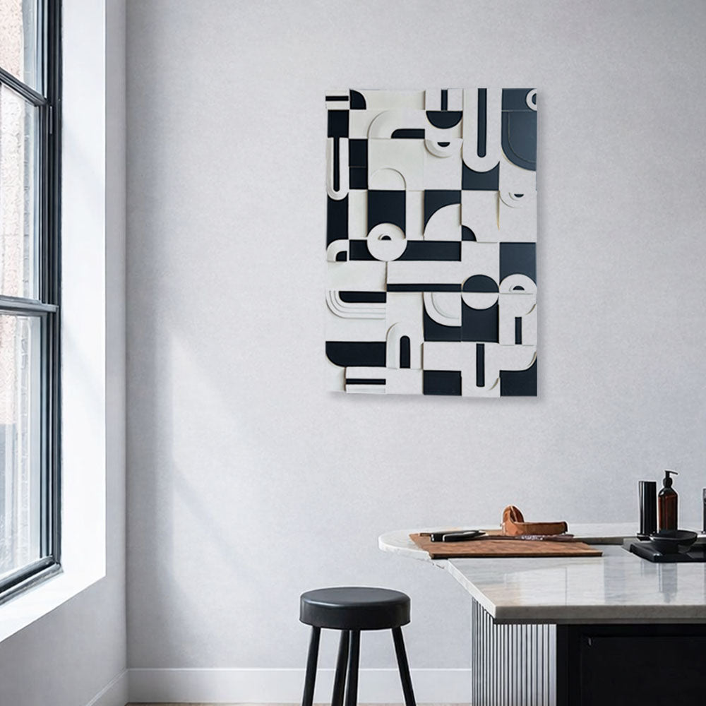 Architectural Rhythm – Acrylic on 3D Wooden Forms