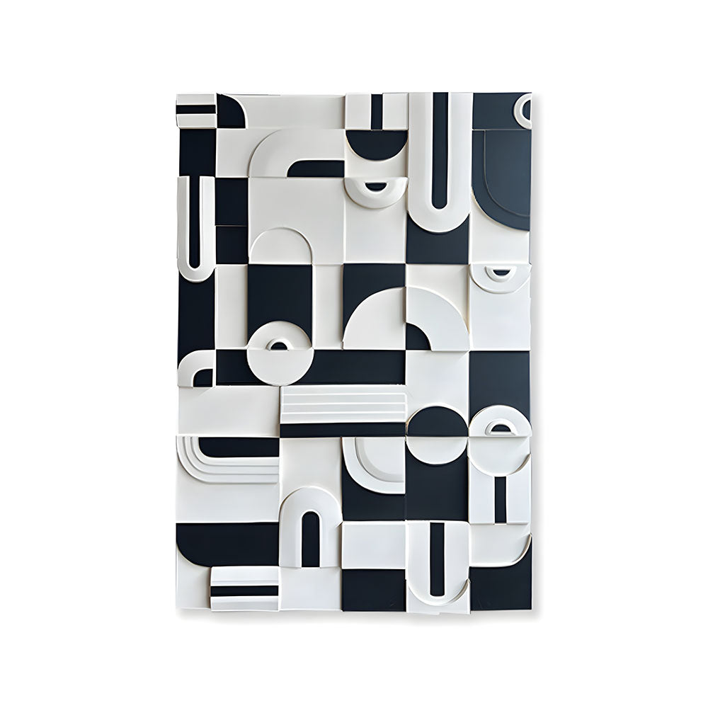Architectural Rhythm – Acrylic on 3D Wooden Forms shown in a room
