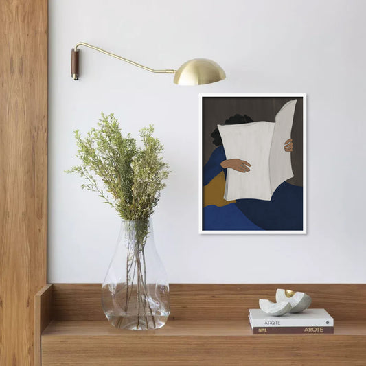 Book Worm 2 Scandinavian Canvas Wall Art Print for Bedroom