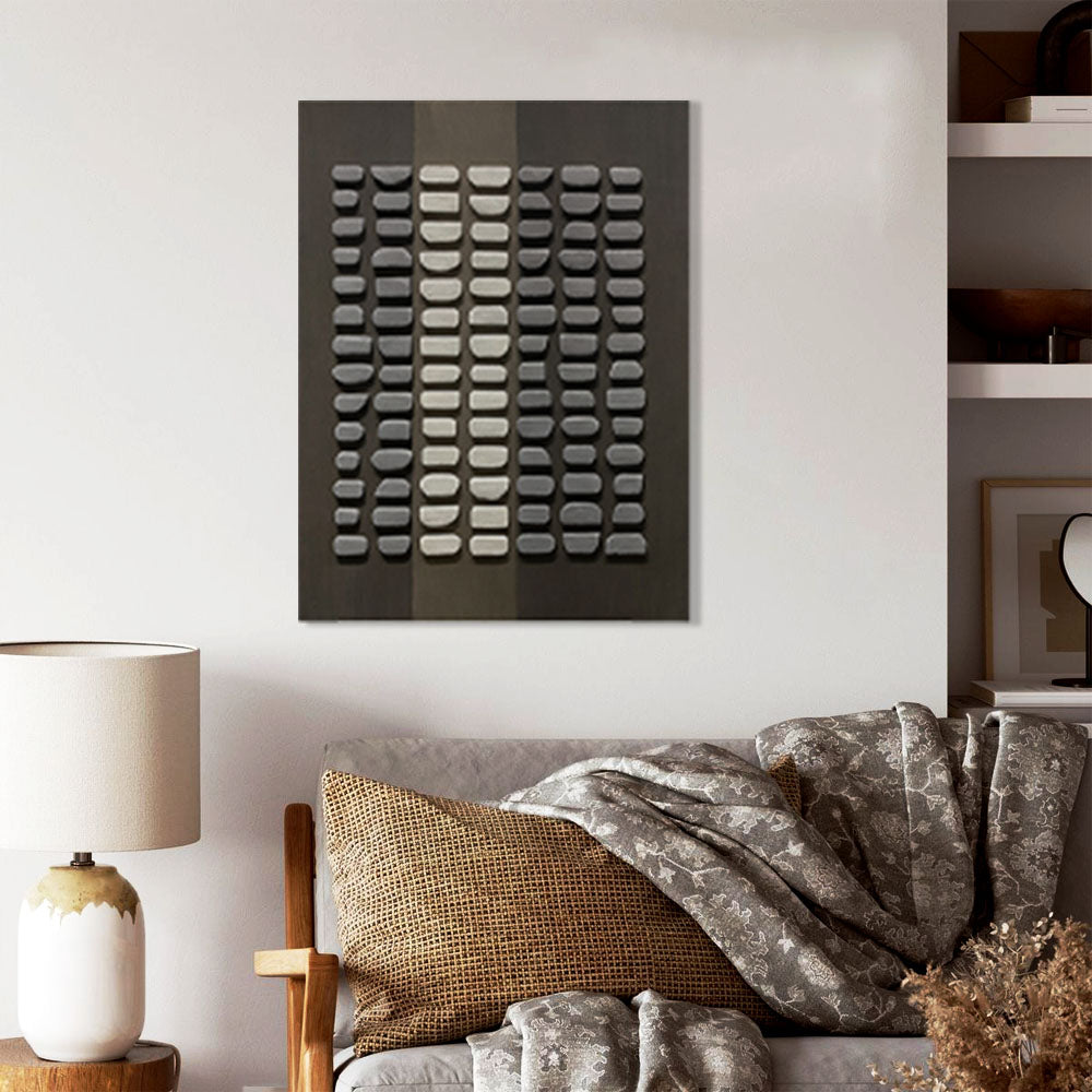 Monochrome Rhythm – Textured Relief Panel