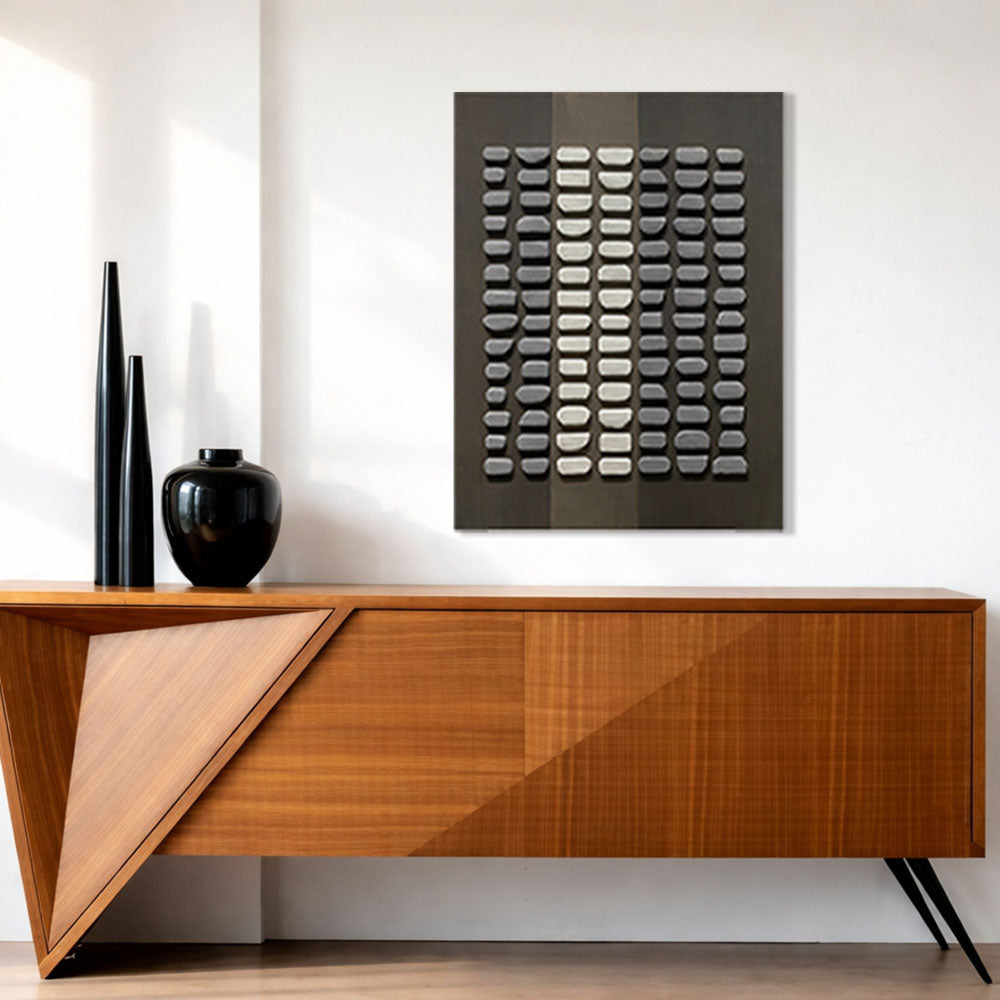 Monochrome Rhythm – Textured Relief Panel