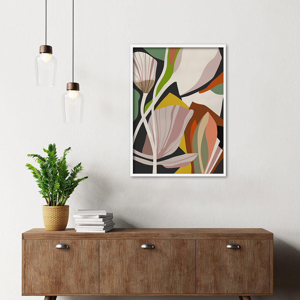 Floral Bed 2 Abstract Canvas Wall Art Print shown in a room