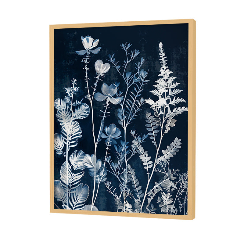 Indigo Blooms 1 Scandinavian Artwork Canvas Print for Wall