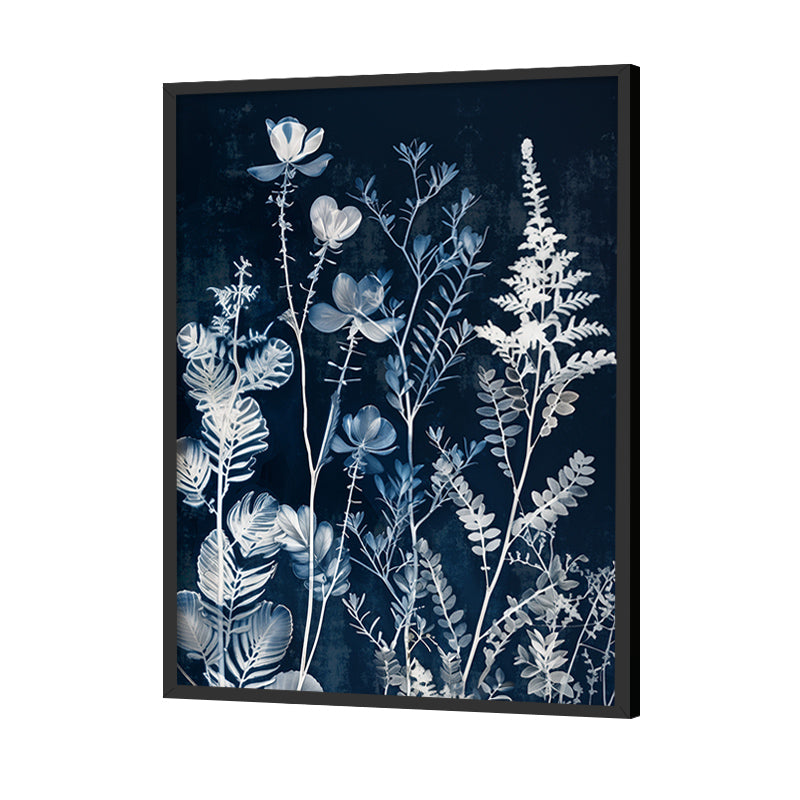 Indigo Blooms 1 Scandinavian Artwork Canvas Print for Wall