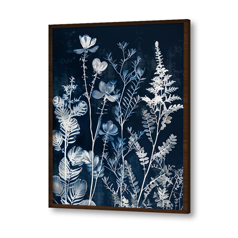 Indigo Blooms 1 Scandinavian Artwork Canvas Print for Wall