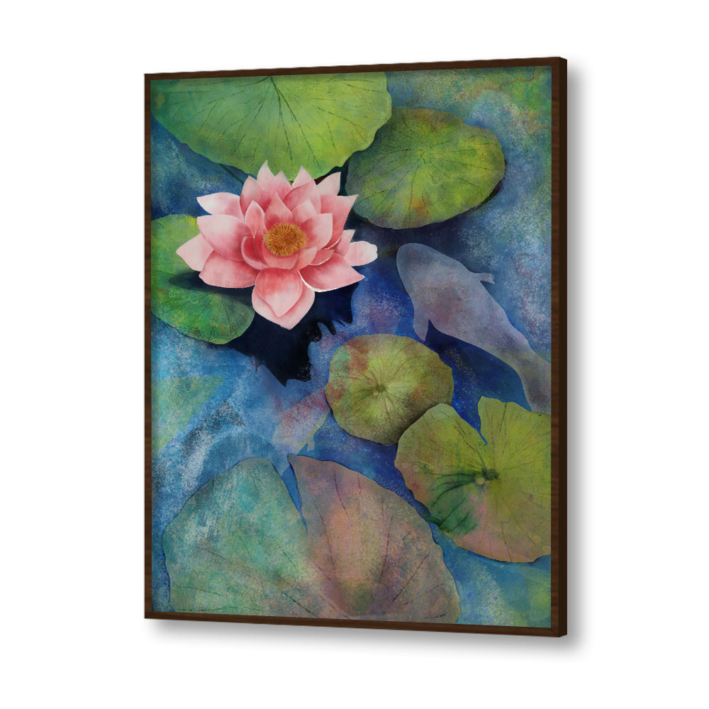 Lotus Pond Nature Artwork Canvas Wall Print