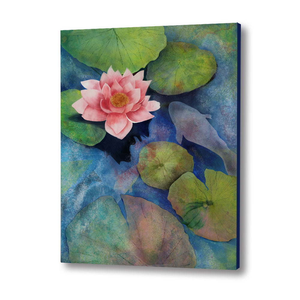 Lotus Pond Nature Artwork Canvas Wall Print