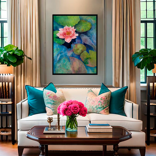 Lotus Pond Nature Artwork Canvas Wall Print