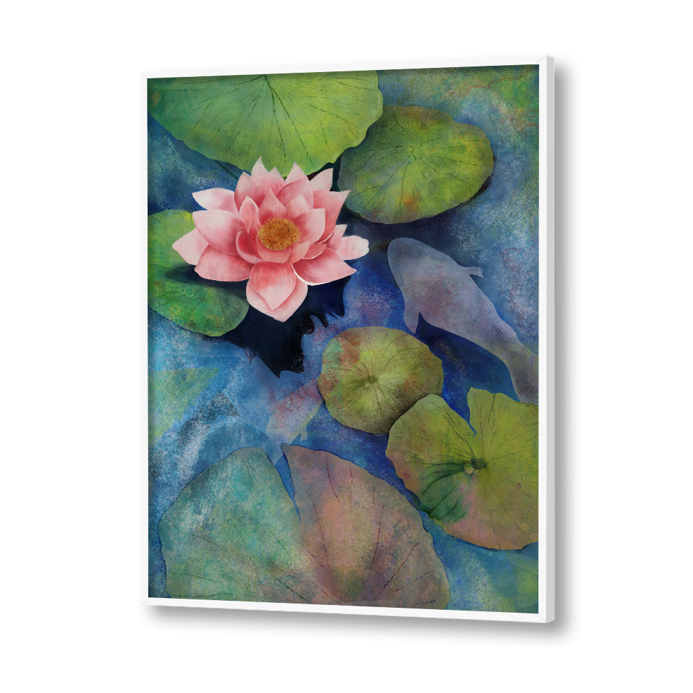 Lotus Pond Nature Artwork Canvas Wall Print